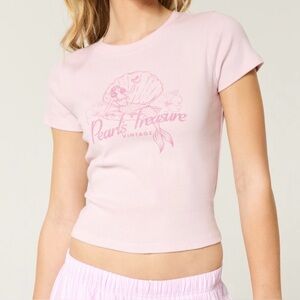 Hollister Mermaid Graphic Baby Tee in Soft Pink Size Small